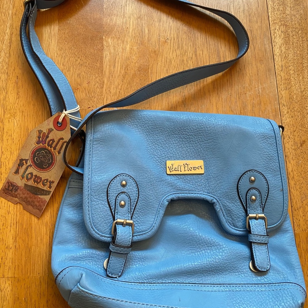Wall Flower dusty blue shoulder bag silver hrdwre